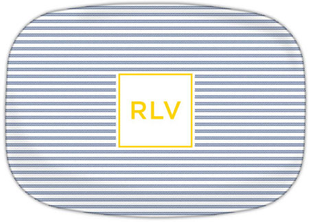 Boatman Geller - Personalized Melamine Platters (Rope Stripe Navy)