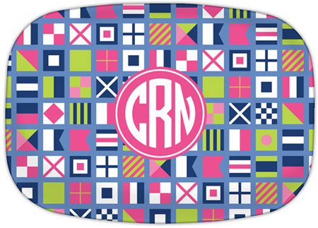 Boatman Geller - Personalized Melamine Platters (Nautical Flags Pinks) Boatman Geller - Personalized Melamine Platters (Nautical Flags Pinks)