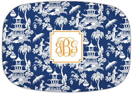 Boatman Geller - Personalized Melamine Platters (Pagoda Garden Navy)