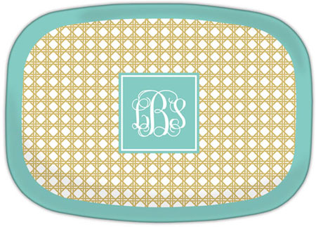 Boatman Geller - Personalized Melamine Platters (Parker Border Aqua) Boatman Geller - Personalized Melamine Platters (Parker Border Aqua)