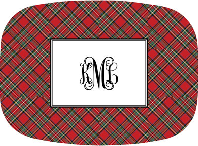 Boatman Geller - Personalized Melamine Platters (Plaid Red)