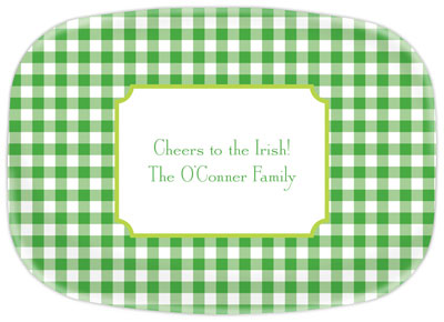 Boatman Geller - Personalized Melamine Platters (Classic Check Kelly and Lime - St. Patrick's Day)