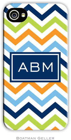 Boatman Geller Hard Phone Cases - Chevron Blue Orange & Lime (BACKORDERED)