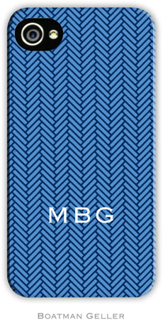 Boatman Geller Hard Phone Cases - Herringbone Blue
