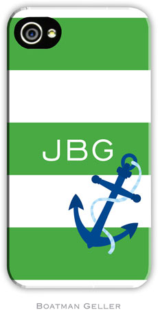 Boatman Geller Hard Phone Cases - Anchor Stripes Green