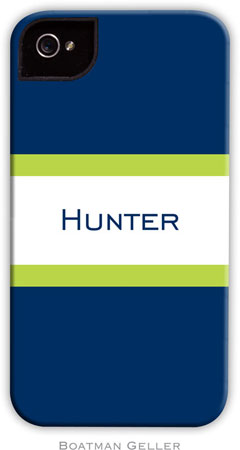 Boatman Geller Hard Phone Cases - Stripe Navy & Lime (BACKORDERED)