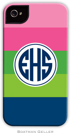 Boatman Geller Hard Phone Cases - Bold Stripe Pink Green & Navy (Preset)