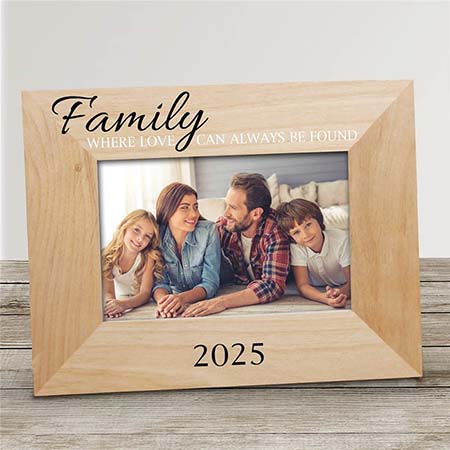 Engraved Family Where Love Can Always Be Found Wooden Picture Frame