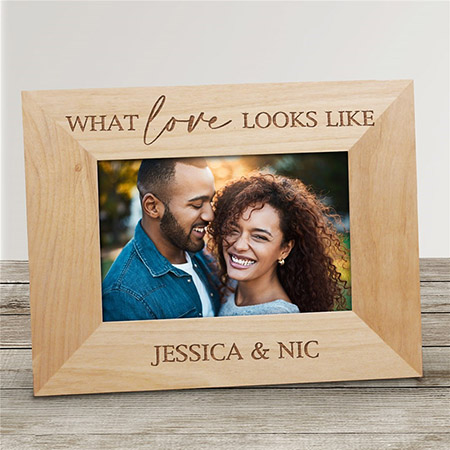Engraved What Love Looks Like (Brown Ink) Wooden Picture Frame