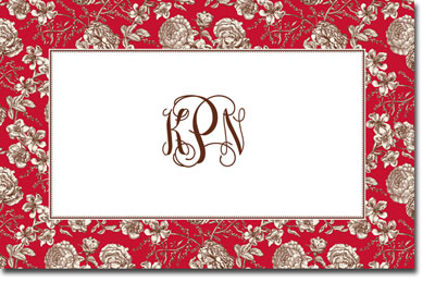 Boatman Geller Laminated Placemat - Floral Toile Red