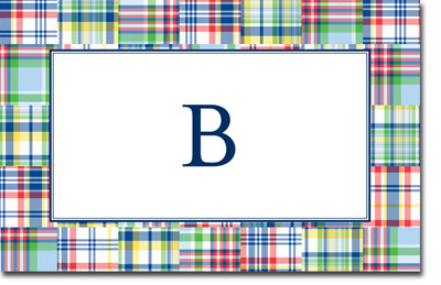 Boatman Geller Laminated Placemat - Madras Patch Blue