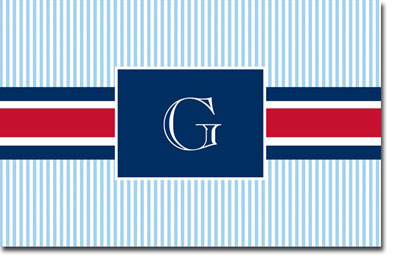 Boatman Geller Laminated Placemat - Grosgrain Ribbon Red & Navy