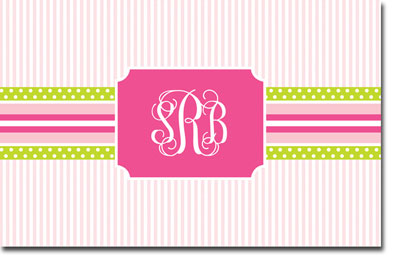 Boatman Geller Laminated Placemat - Grosgrain Ribbon Pink & Green