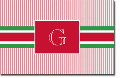 Boatman Geller Laminated Placemat - Grosgrain Ribbon Red & green