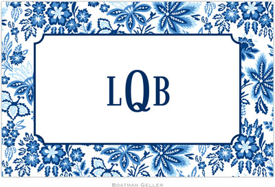 Boatman Geller - Personalized Placemats (Classic Floral Blue - Disposable)