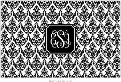 Boatman Geller - Personalized Placemats (Madison Damask White with Black Preset - Laminated) Boatman Geller - Personalized Placemats (Madison Damask White with Black Preset - Laminated)