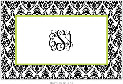 Boatman Geller - Personalized Placemats (Madison Damask White with Black - Disposable)