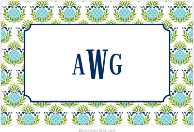 Boatman Geller - Personalized Placemats (Pineapple Repeat Teal - Laminated) Boatman Geller - Personalized Placemats (Pineapple Repeat Teal - Laminated)