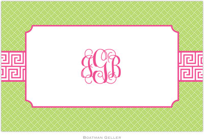 Boatman Geller - Personalized Placemats (Greek Key Band Pink - Laminated) Boatman Geller - Personalized Placemats (Greek Key Band Pink - Laminated)