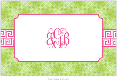 Boatman Geller - Personalized Placemats (Greek Key Band Pink - Disposable)