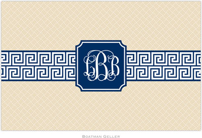 Boatman Geller - Personalized Placemats (Greek Key Band Navy Preset - Laminated) Boatman Geller - Personalized Placemats (Greek Key Band Navy Preset - Laminated)