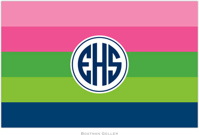 Boatman Geller - Personalized Placemats (Bold Stripe Pink Green & Navy - Laminated) Boatman Geller - Personalized Placemats (Bold Stripe Pink Green & Navy - Laminated)