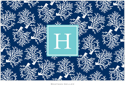 Boatman Geller - Personalized Placemats (Coral Repeat Navy Preset - Laminated)