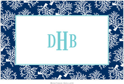 Boatman Geller - Personalized Placemats (Coral Repeat Navy - Laminated) Boatman Geller - Personalized Placemats (Coral Repeat Navy - Laminated)
