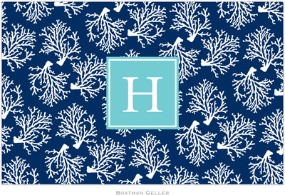 Boatman Geller - Personalized Placemats (Coral Repeat Navy Preset - Disposable)