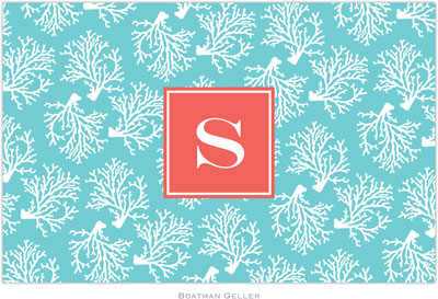 Boatman Geller - Personalized Placemats (Coral Repeat Teal Preset - Laminated)