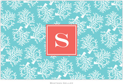 Boatman Geller - Personalized Placemats (Coral Repeat Teal Preset - Laminated) Boatman Geller - Personalized Placemats (Coral Repeat Teal Preset - Laminated)