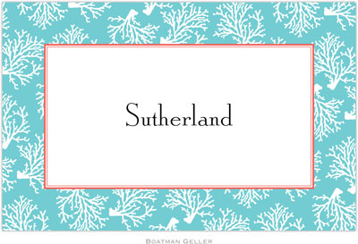 Boatman Geller - Personalized Placemats (Coral Repeat Teal - Laminated)