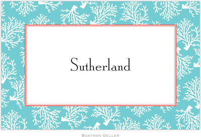Boatman Geller - Personalized Placemats (Coral Repeat Teal - Laminated) Boatman Geller - Personalized Placemats (Coral Repeat Teal - Laminated)