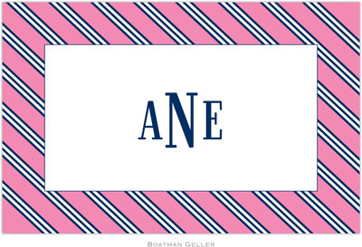 Boatman Geller - Personalized Placemats (Repp Tie Pink & Navy - Laminated)