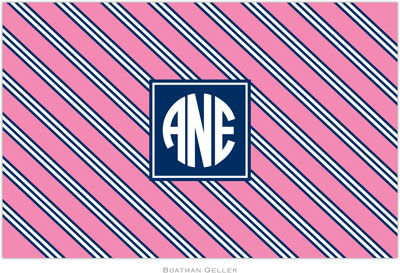 Boatman Geller - Personalized Placemats (Repp Tie Pink & Navy Preset - Disposable) Boatman Geller - Personalized Placemats (Repp Tie Pink & Navy Preset - Disposable)