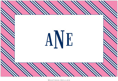 Boatman Geller - Personalized Placemats (Repp Tie Pink & Navy - Disposable) Boatman Geller - Personalized Placemats (Repp Tie Pink & Navy - Disposable)