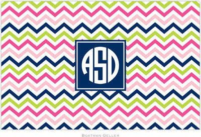 Boatman Geller - Personalized Placemats (Chevron Pink Navy & Lime Preset - Laminated) Boatman Geller - Personalized Placemats (Chevron Pink Navy & Lime Preset - Laminated)