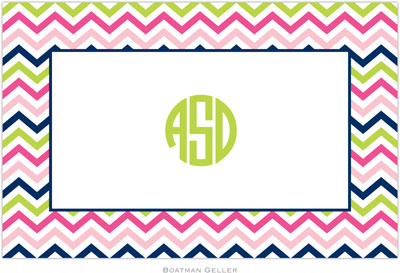 Boatman Geller - Personalized Placemats (Chevron Pink Navy & Lime - Laminated) Boatman Geller - Personalized Placemats (Chevron Pink Navy & Lime - Laminated)