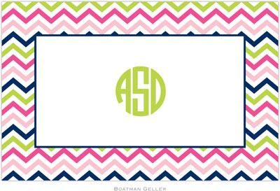 Boatman Geller - Personalized Placemats (Chevron Pink Navy & Lime - Disposable)