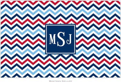 Boatman Geller - Personalized Placemats (Chevron Blue & Red Preset - Laminated)