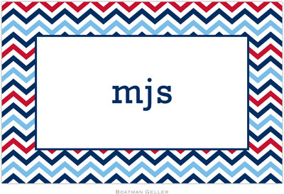 Boatman Geller - Personalized Placemats (Chevron Blue & Red - Laminated)