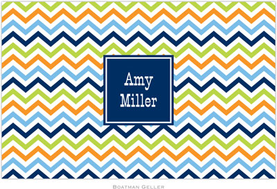 Boatman Geller - Personalized Placemats (Chevron Blue Orange & Lime Preset - Laminated) Boatman Geller - Personalized Placemats (Chevron Blue Orange & Lime Preset - Laminated)
