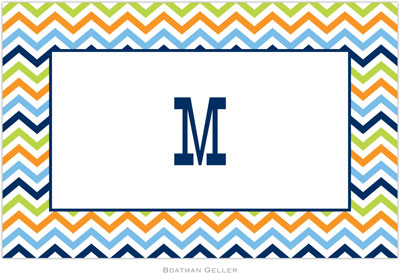 Boatman Geller - Personalized Placemats (Chevron Blue Orange & Lime - Laminated) Boatman Geller - Personalized Placemats (Chevron Blue Orange & Lime - Laminated)