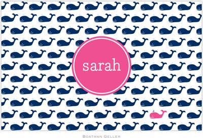 Boatman Geller - Personalized Placemats (Whale Repeat Navy Preset - Laminated)