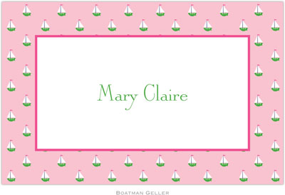 Boatman Geller - Personalized Placemats (Little Sailboat Pink - Disposable)