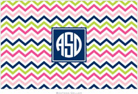 Boatman Geller - Personalized Placemats (Chevron Pink Navy & Lime Preset - Laminated)