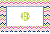 Boatman Geller - Personalized Placemats (Chevron Pink Navy & Lime - Laminated)