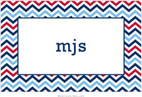Boatman Geller - Personalized Placemats (Chevron Blue & Red - Laminated)