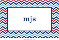 Boatman Geller - Personalized Placemats (Chevron Blue & Red - Laminated)