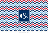 Boatman Geller - Personalized Placemats (Chevron Blue & Red Preset - Disposable)